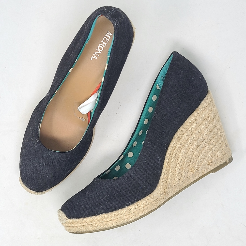 MARONA Canvas Espadrille Wedges Size 9.5